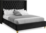 Barolo Black Velvet Full Bed from Meridian - Luna Furniture