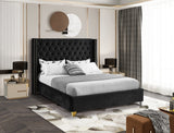 Barolo Black Velvet Queen Bed from Meridian - Luna Furniture