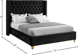 Barolo Black Velvet Queen Bed from Meridian - Luna Furniture