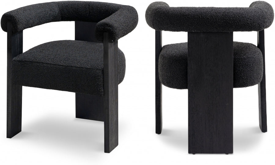 Barrel Black Boucle Fabric Dining Chair from Meridian - Luna Furniture