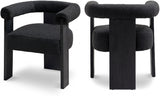 Barrel Black Boucle Fabric Dining Chair from Meridian - Luna Furniture