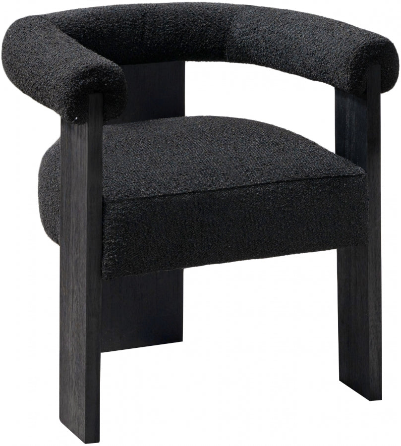 Barrel Black Boucle Fabric Dining Chair from Meridian - Luna Furniture