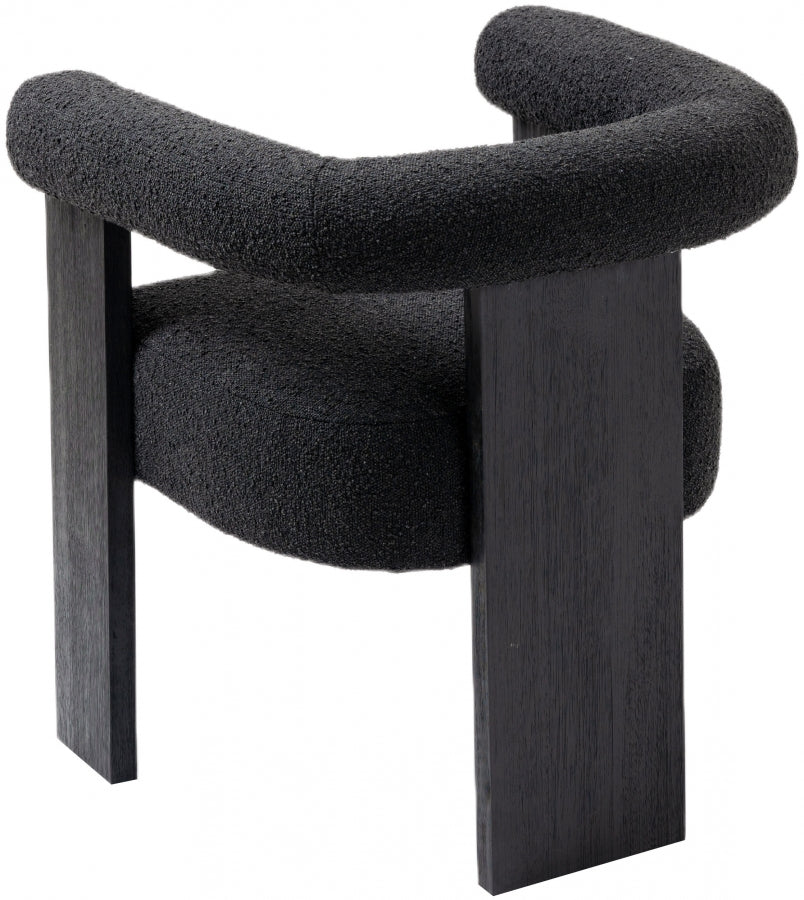 Barrel Black Boucle Fabric Dining Chair from Meridian - Luna Furniture