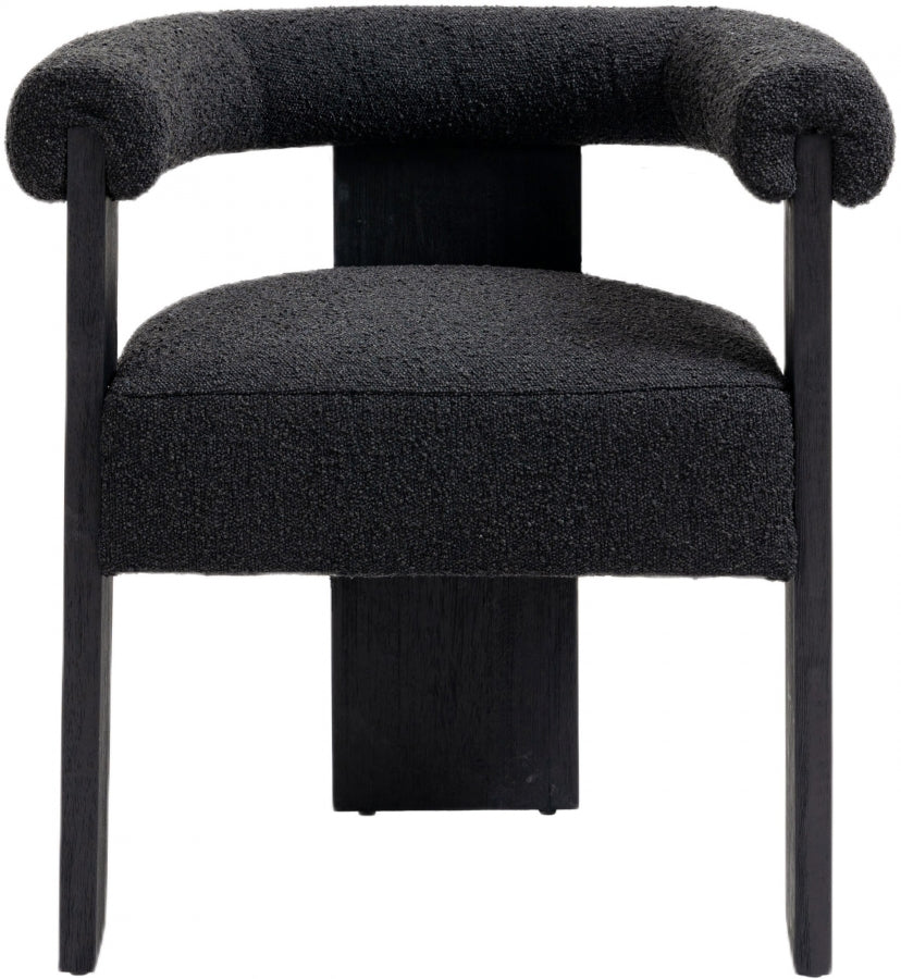 Barrel Black Boucle Fabric Dining Chair from Meridian - Luna Furniture