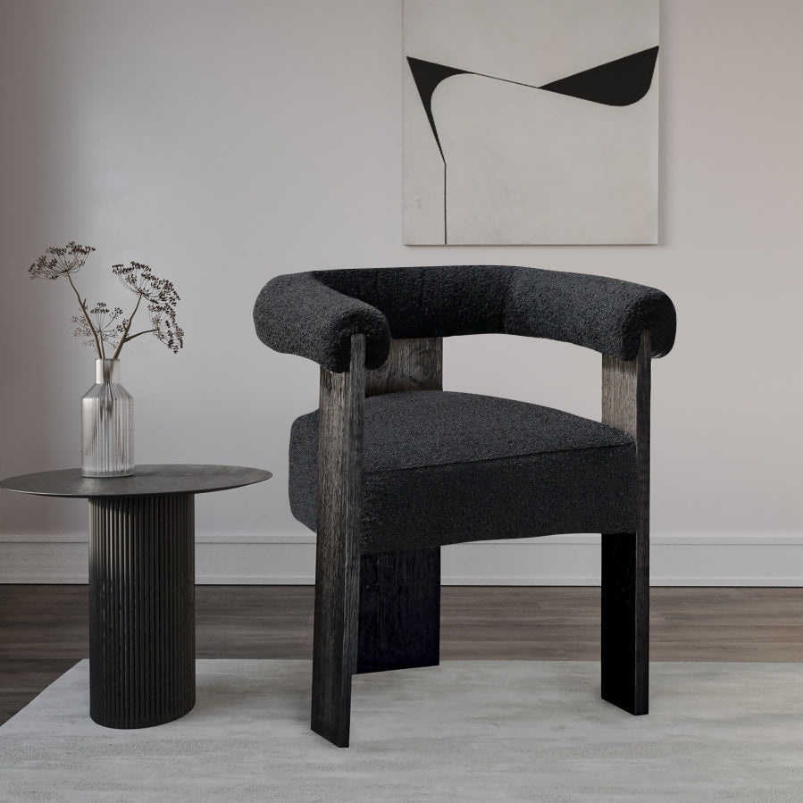 Barrel Black Boucle Fabric Dining Chair from Meridian - Luna Furniture