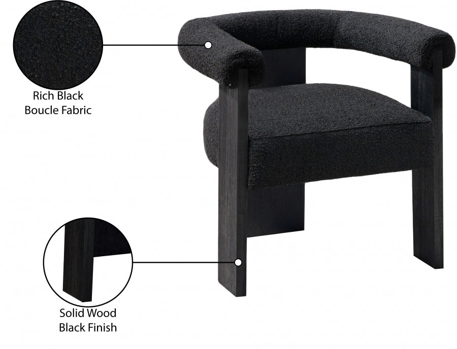 Barrel Black Boucle Fabric Dining Chair from Meridian - Luna Furniture