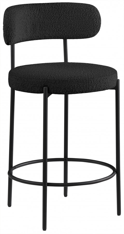 Black Beacon Boucle Fabric Bar / Counter Stools, Set of 2 from Meridian - Luna Furniture