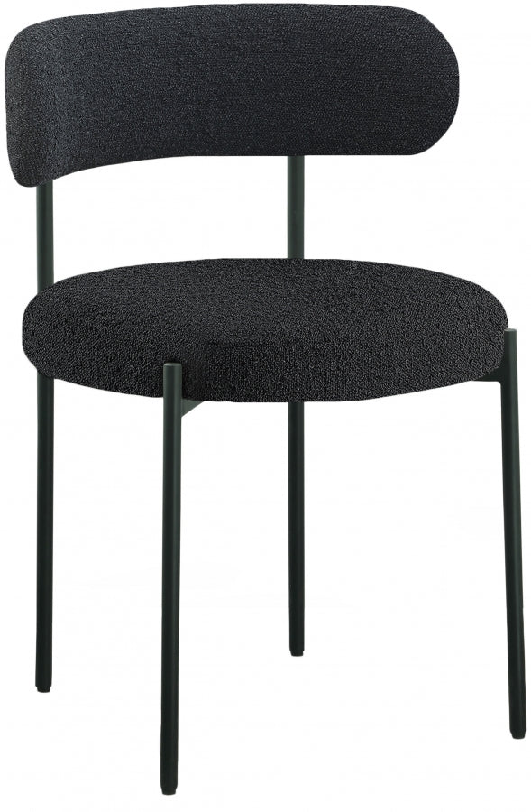 Beacon Black Boucle Fabric Dining Chair, Set of 2 from Meridian - Luna Furniture