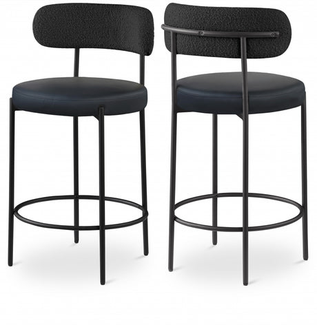 Black Beacon Faux Leather And Boucle Fabric Bar / Counter Stools, Set of 2 from Meridian - Luna Furniture