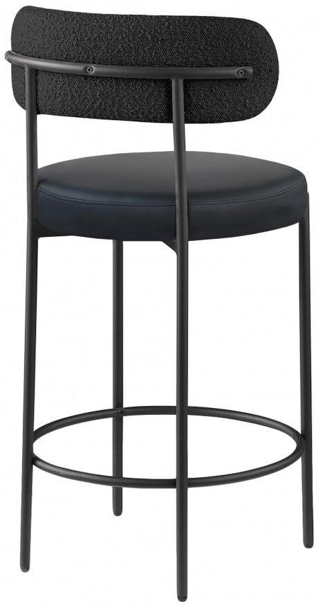 Black Beacon Faux Leather And Boucle Fabric Bar / Counter Stools, Set of 2 from Meridian - Luna Furniture