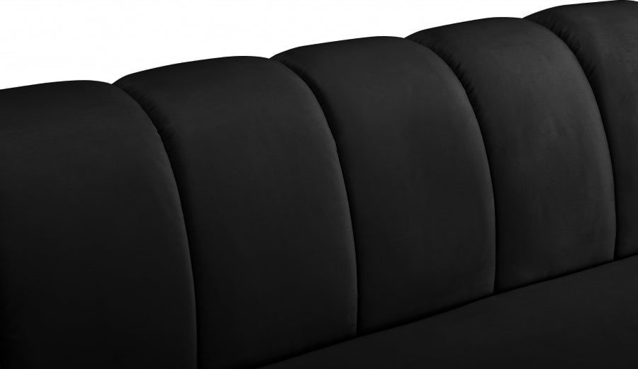 Beaumont Black Velvet Sofa from Meridian - Luna Furniture