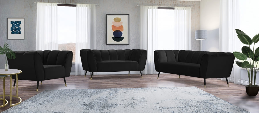 Beaumont Black Velvet Sofa from Meridian - Luna Furniture