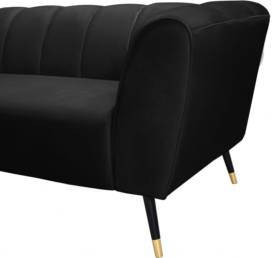 Beaumont Black Velvet Sofa from Meridian - Luna Furniture