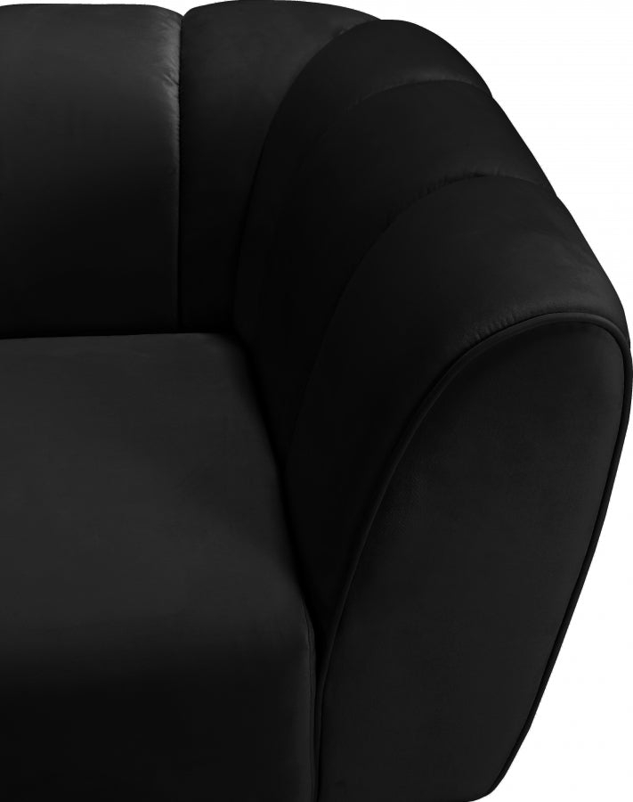 Beaumont Black Velvet Sofa from Meridian - Luna Furniture