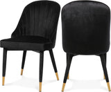 Belle Black Velvet Dining Chair, Set of 2 from Meridian - Luna Furniture