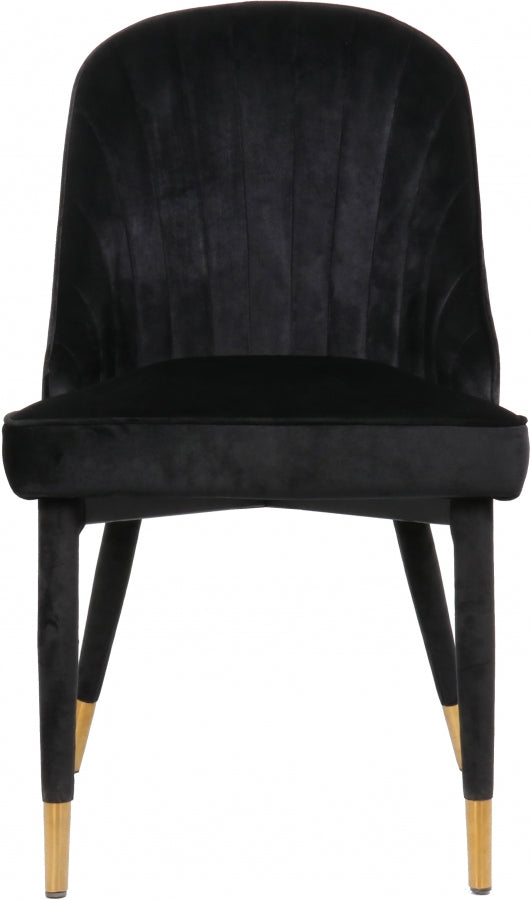 Belle Black Velvet Dining Chair, Set of 2 from Meridian - Luna Furniture