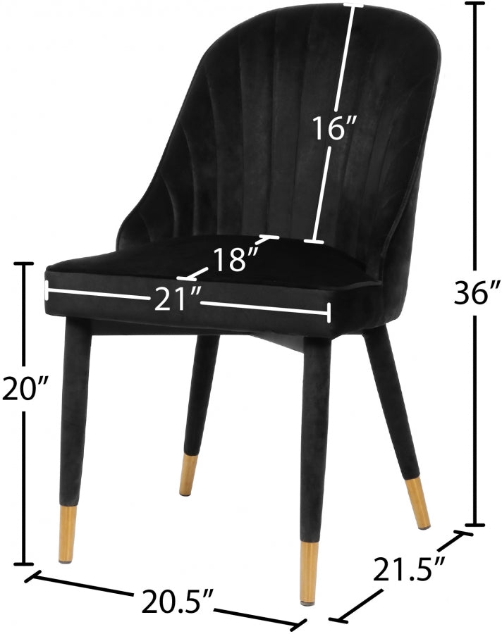 Belle Black Velvet Dining Chair, Set of 2 from Meridian - Luna Furniture