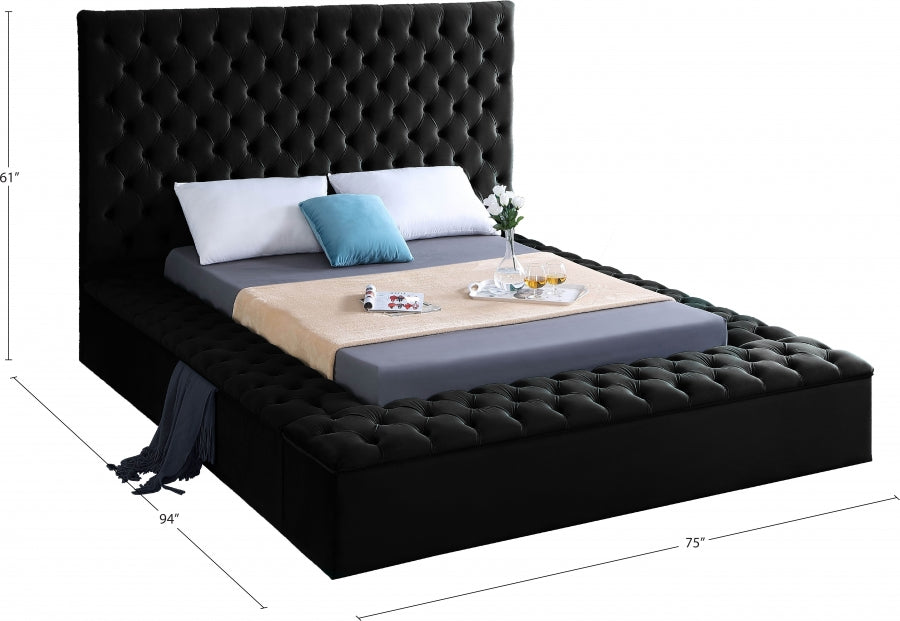 Bliss Black Velvet Full Bed from Meridian - Luna Furniture