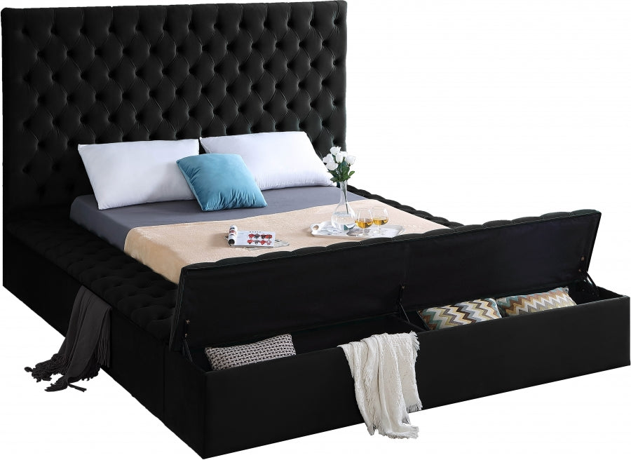 Bliss Black Velvet Full Bed from Meridian - Luna Furniture