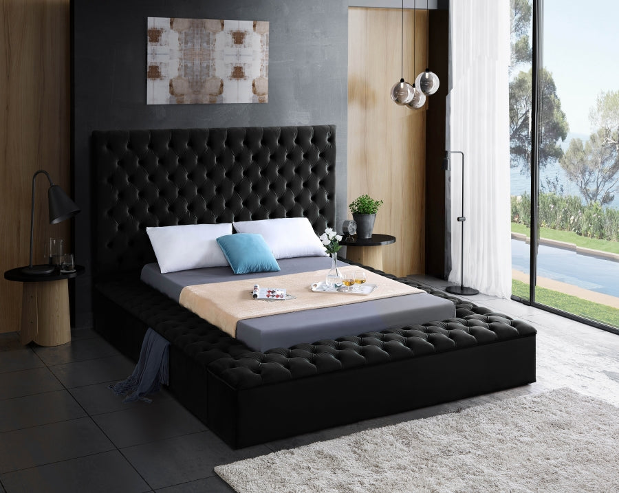 Bliss Black Velvet Full Bed from Meridian - Luna Furniture