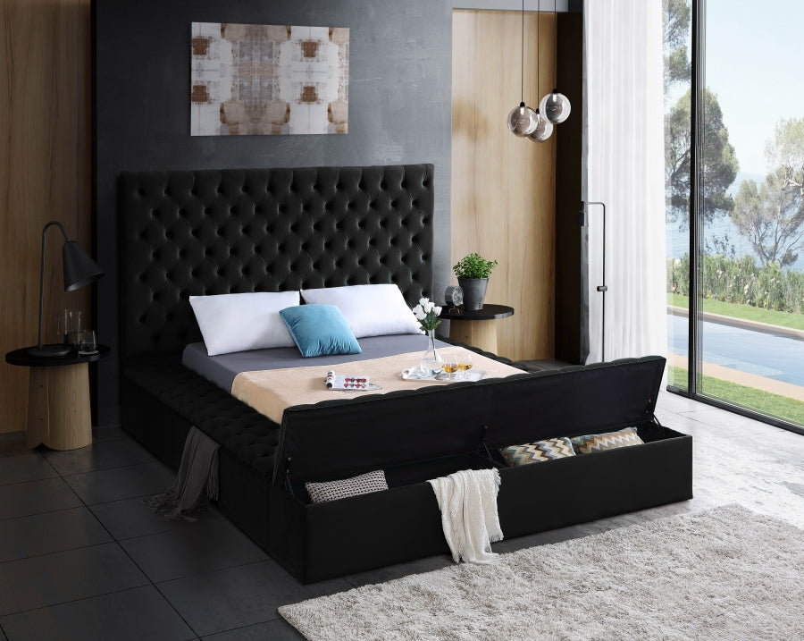 Bliss Black Velvet Full Bed from Meridian - Luna Furniture