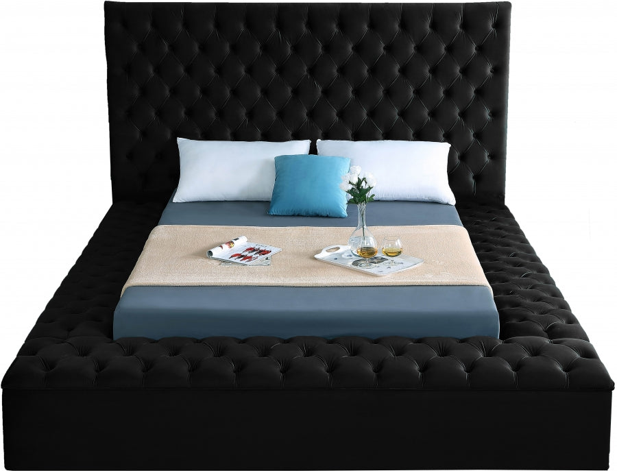 Bliss Black Velvet Full Bed from Meridian - Luna Furniture