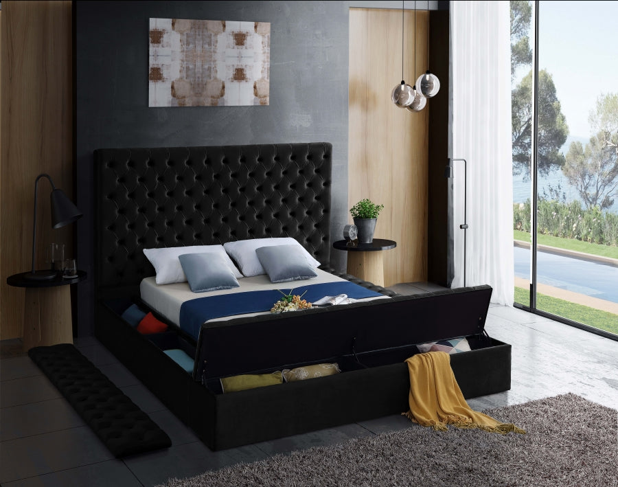 Bliss Black Velvet Full Bed from Meridian - Luna Furniture