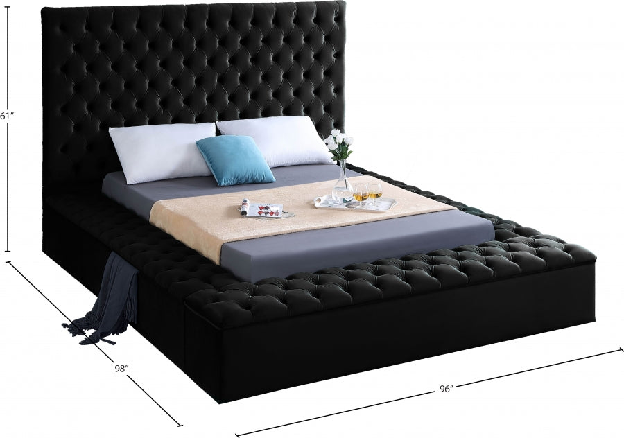 Bliss Black Velvet King Bed from Meridian - Luna Furniture