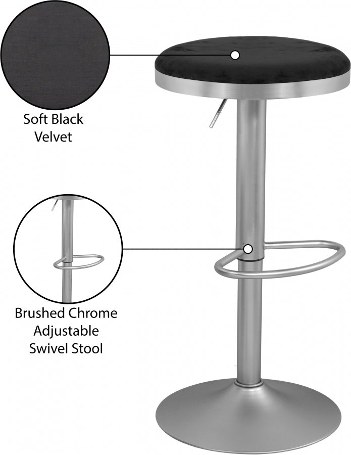 Brody Black/Silver Adjustable Stool from Meridian - Luna Furniture