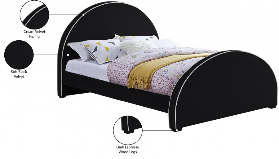 Brody Black Velvet King Bed from Meridian - Luna Furniture