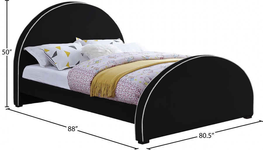 Brody Black Velvet King Bed from Meridian - Luna Furniture