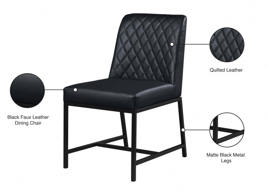 Bryce Black Faux Leather Dining Chair, Set of 2 from Meridian - Luna Furniture