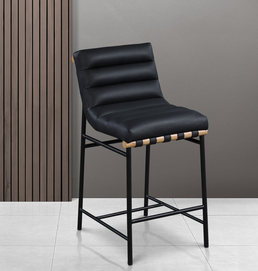 Burke Black Faux Leather Counter Stool from Meridian - Luna Furniture