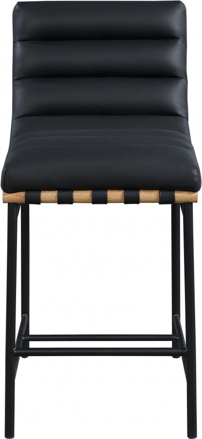 Burke Black Faux Leather Counter Stool from Meridian - Luna Furniture