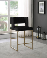 Caleb Black Velvet Counter Stool, Set of 2 from Meridian - Luna Furniture