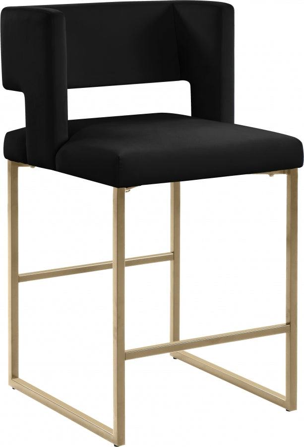 Caleb Black Velvet Counter Stool, Set of 2 from Meridian - Luna Furniture