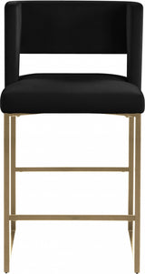 Caleb Black Velvet Counter Stool, Set of 2 from Meridian - Luna Furniture