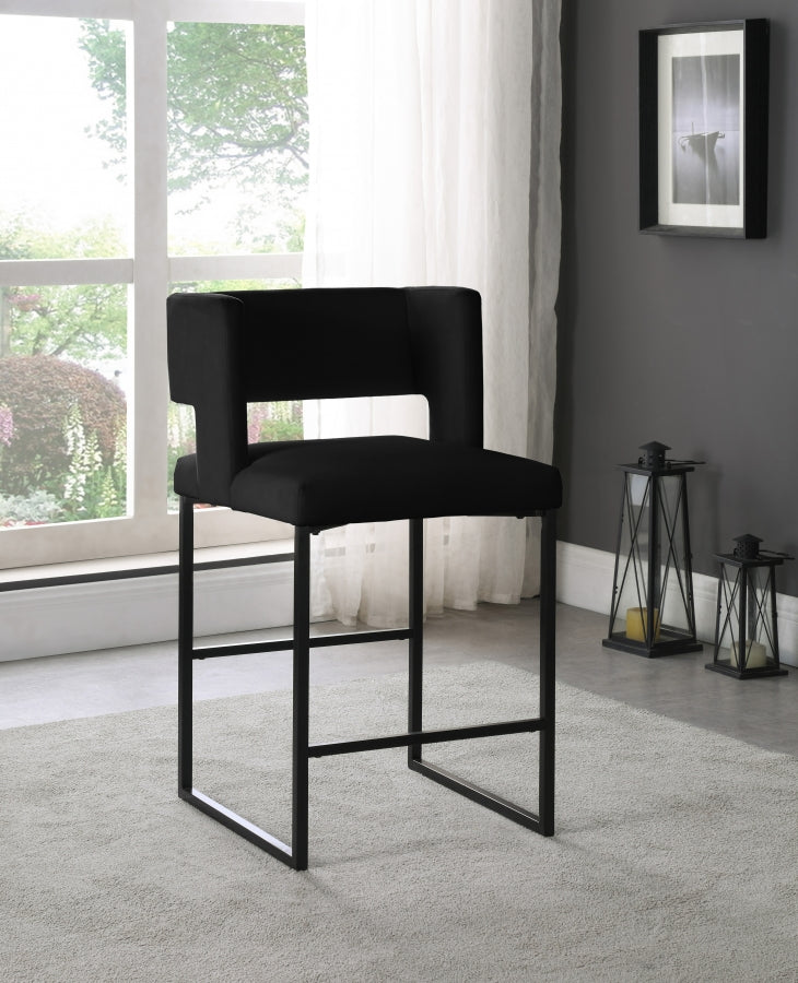 Caleb Black Velvet Counter Stool, Set of 2 from Meridian - Luna Furniture