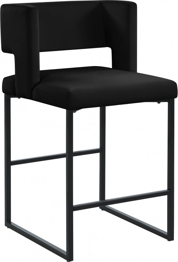 Caleb Black Velvet Counter Stool, Set of 2 from Meridian - Luna Furniture