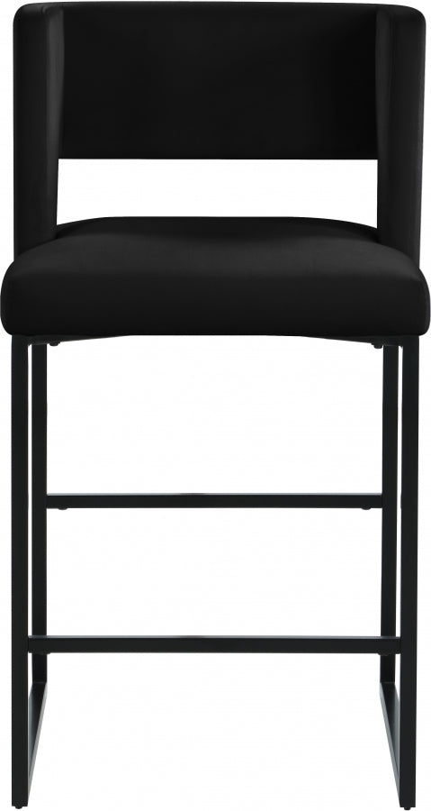 Caleb Black Velvet Counter Stool, Set of 2 from Meridian - Luna Furniture