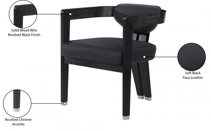 Carlyle Black Faux Leather Dining Chair from Meridian - Luna Furniture