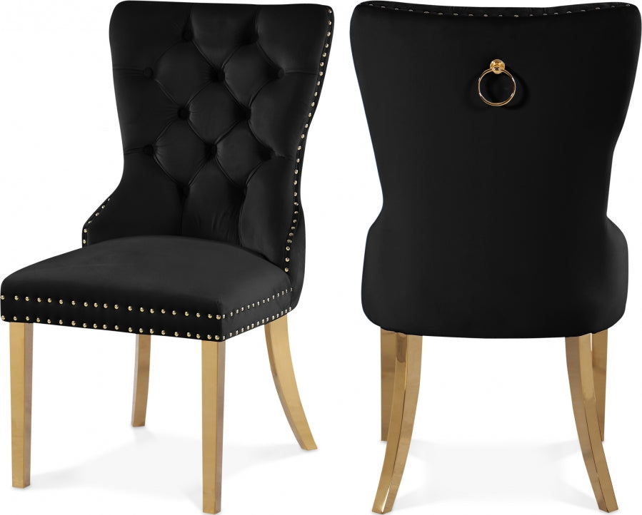 Carmen Black Velvet Dining Chair, Set of 2 from Meridian - Luna Furniture