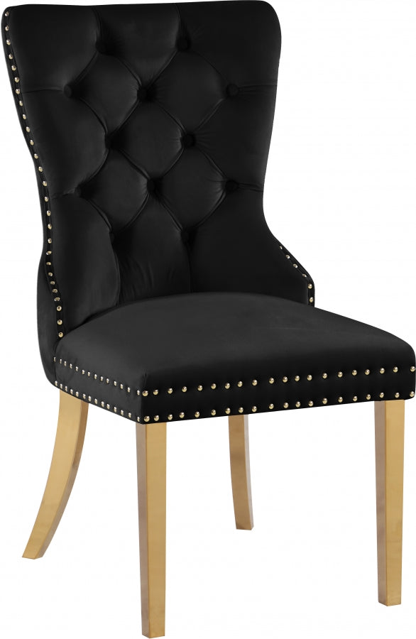 Carmen Black Velvet Dining Chair, Set of 2 from Meridian - Luna Furniture