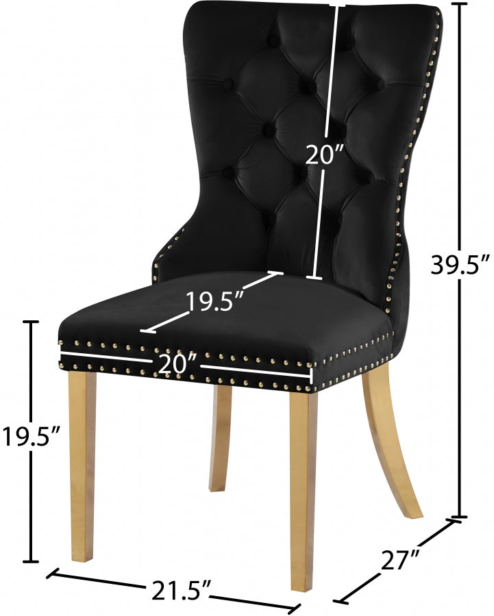 Carmen Black Velvet Dining Chair, Set of 2 from Meridian - Luna Furniture