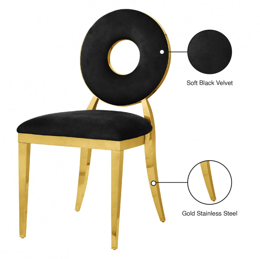 Carousel Black Velvet Dining Chair, Set of 2 from Meridian - Luna Furniture