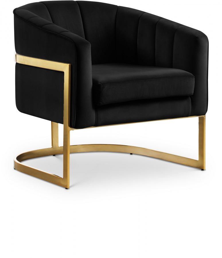 Carter Black Velvet Accent Chair from Meridian - Luna Furniture