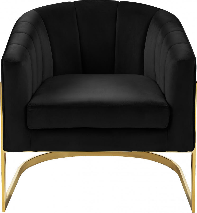 Carter Black Velvet Accent Chair from Meridian - Luna Furniture