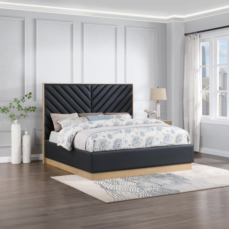 Casa Black Casa Faux Leather King Bed (3 Boxes) from Meridian - Luna Furniture