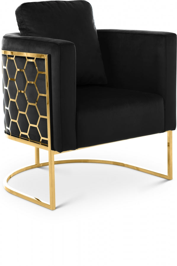 Casa Black Velvet Chair from Meridian - Luna Furniture