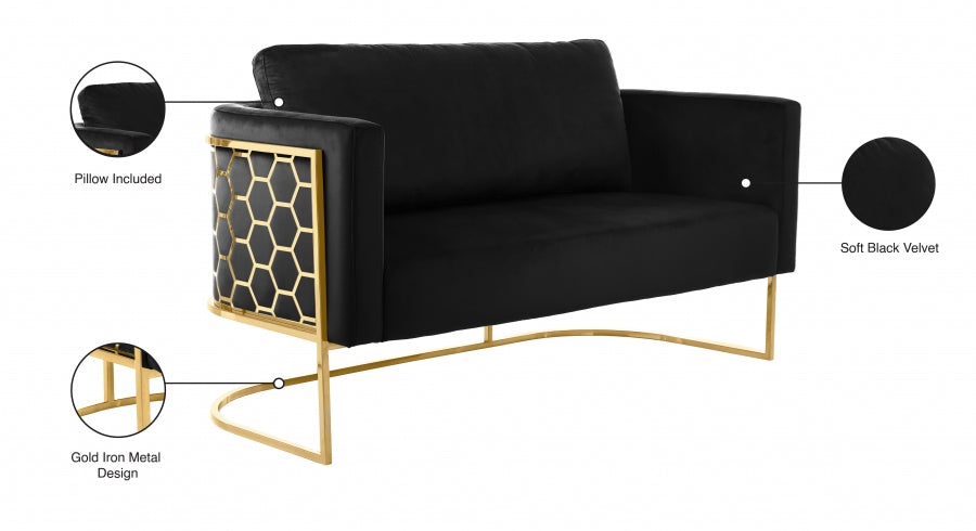 Casa Black Velvet Loveseat from Meridian - Luna Furniture